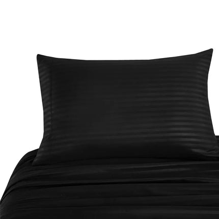 Embossed Brushed Stripe 3/4 Pieces Bed Set Flat Sheet Fitted Sheet Pillowcase Bedding Set for Twin Full Queen King Pillow Sham