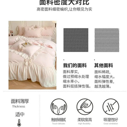 French Princess Style Bedding Sets Ruffle Lace Bow Quilt Cover Romantic Bedclothes Decor Woman Girls Bedroom Duvet Cover 4pcs