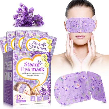 12 Pieces Disposable Steam Eye Mask Lavender Aroma Eye Masking Moisturizing Heat Therapy Pad Sleeping Relaxation Eyes Masking