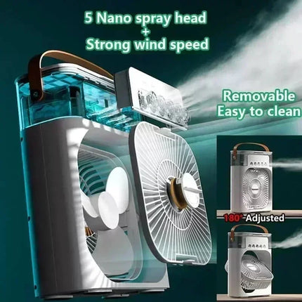 2025 Portable 3 in 1 Fan AIr Conditioner Household Small Air Cooler LED Night Lights Humidifier Air Adjustment Home Fans