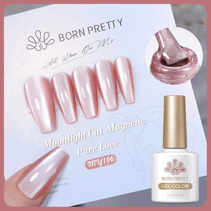 BORN PRETTY 10ml Rainbow Purple Water Light Cat Magnetic Gel Nail Polish Shining Sliver-light Holographics Semi Permanent UV Gel