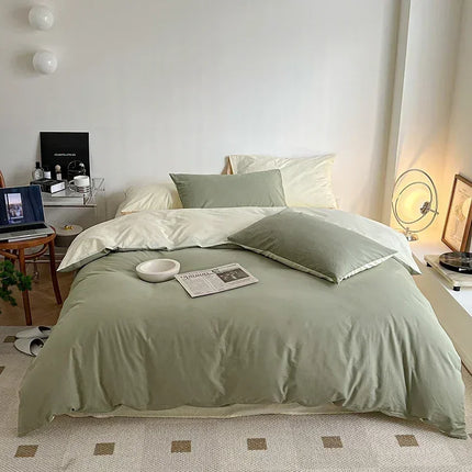 Simple Fresh Queen Bedding Set 100% Cotton Soft Comfortable Duvet Cover Set with Sheets Quilt Cover and Pillow Covers Bed Sets