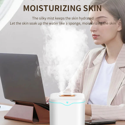 2000ml Large Capacity Double Spray Port Air Humidifier USB Silent Aromatherapy Diffuser Cool Mist Maker for Bedroom Home Office