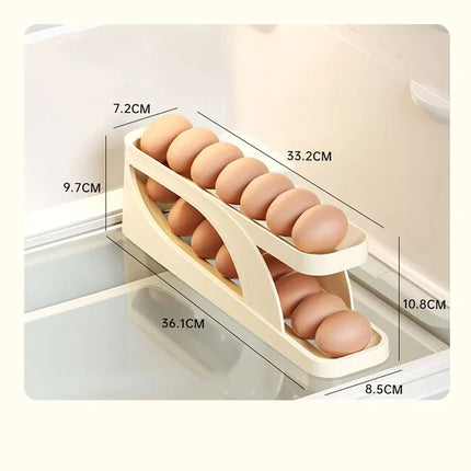 Automatic Scrolling Egg Rack Holder Storage Box Egg Basket Container Organizer Rolldown Refrigerator Egg Dispenser For Kitchen