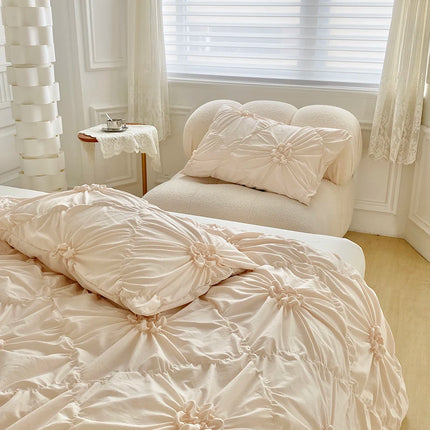 3pcs Bedding Cover, Big Pinch Pleat Duvet Cover, Soft Microfiber Bedding Set with Zipper Closure & Corner Ties