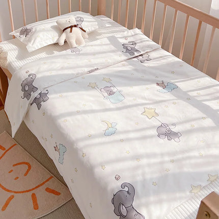 3Pcs Set Newborn Baby Bedding Sets Cotton Cartoon Printing Infant Toddlers Bed Sheet Pillowcase Duvet Cover Case Blanket Kids