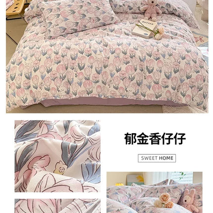 Floral Style Duvet Cover Sets Single/Queen/King Soft Washed Cotton Bed Cover Sets 240x220 Bedding Sets