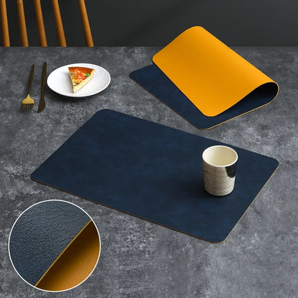 Square Double-Layer Cowhide PU Leather Placemat