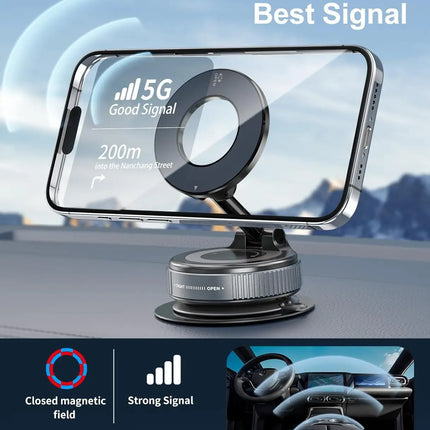 Vacuum Suction Magnetic Phone Holder for Magsafe 360° Adjustable Car Phone Mount & Retractable Vacuum Cell Phone Holders Phones