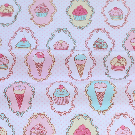 160x50cm Pure Cotton Cartoon Fabric, Making Cone Cake Ice Cream Printing Children's Bedding Cloth