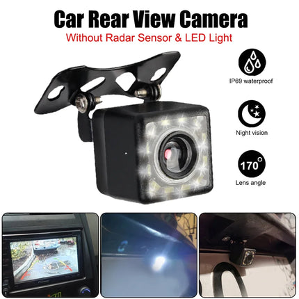 Car 3 In 1 Rear View Camera Parking Sensor Radar Set License Plate Lights Distance Control Parktronic System Universal