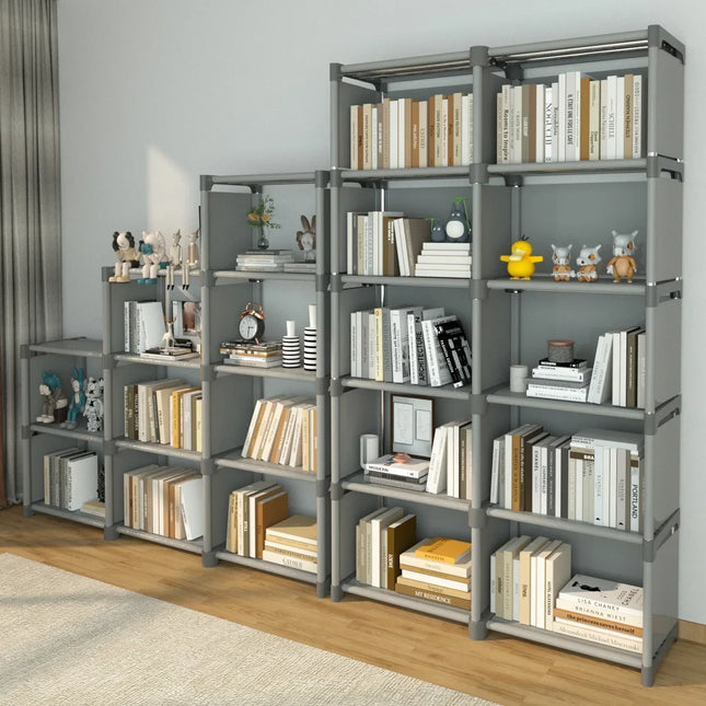 Simple Metal Bookshelf Easy Assembly Movable Storage Rack