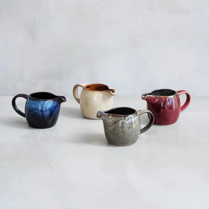 Kiln Changes Creative Ceramic Milk Jug with Handle Restaurant Steak Sauce Pot Milk Pot Gravy Boats Kitchen Retro Seasoning Tools