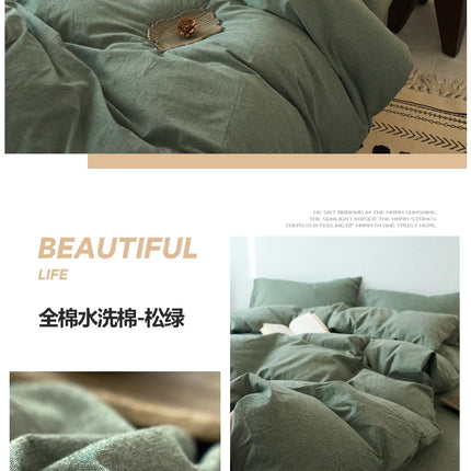 2025 New All-cotton Quilt Cover Class A Yarn-dyed Washed Cotton Single Bed Cover Solid Light Blue Breathable Bedding 220x240
