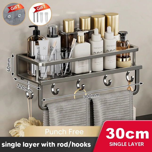 Punch-Free Bathroom Shelf Shampoo Rack