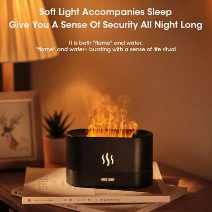 Perfume Humidifier Simulation Flame Aromatherapy Diffuser LED Ultrasonic Air Humidifier Creative Gift Essential Oil Flame Lamp