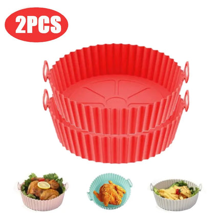 Air fryer Silicone Basket Reusable Container Accessories Oven Tray Pizza Fried Chicken Baking Mold Protector Kitchen Tool 2024