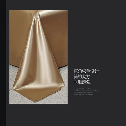 Satin Bedsheet Set High Quality Solid Color Fitted Sheet Set Single Double Queen King Size Flatsheet Set Luxury Bedding