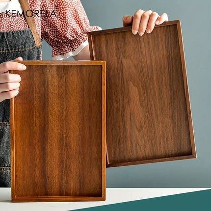 1PCS Retro Wooden Rectangular Storage Trays Hotel Dessert Dinner Tea Food Tableware Serving Tray Home Kitchen Wooden Tray