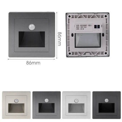 PIR Motion Sensor Led Night Light Recessed Infrared Body Induction Lamp for Steps Ladder Stairs Corridor Bedroom Kitchen Lights