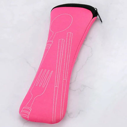 1PC Tableware Bag Fabic Portable Dinner Set Travel Picnic Fork Packaging Outdoor Camping Kitchen Home Storage Bags(only Bag)