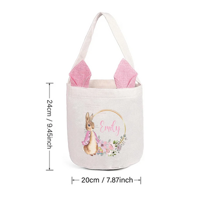 Personalized Name Bunny Themed Easter Tote Bags Reusable for Easter Basket Stuffers Egg Hunt Spring Celebration Party supplies