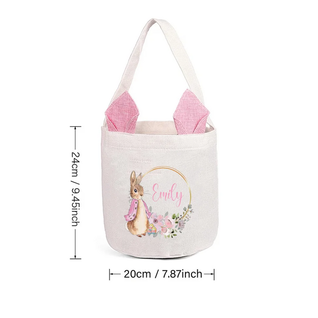 Personalized Name Bunny Themed Easter Tote Bags Reusable for Easter Basket Stuffers Egg Hunt Spring Celebration Party supplies
