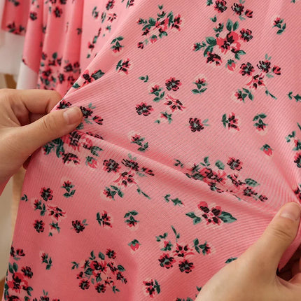 140x50/200cm Small Floral Print Ribbed Stretch Knit Fabric For Sewing Clothes，Bedding, Dress Handmade DIY Fabric TJ1593