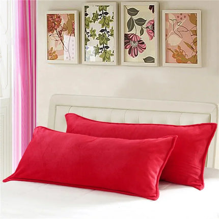 Solid Color Flannel Long Pillow Case Soft Comfortable Adults Double Lover Sleeping Pillow Cover Bedding Body Pillowcase
