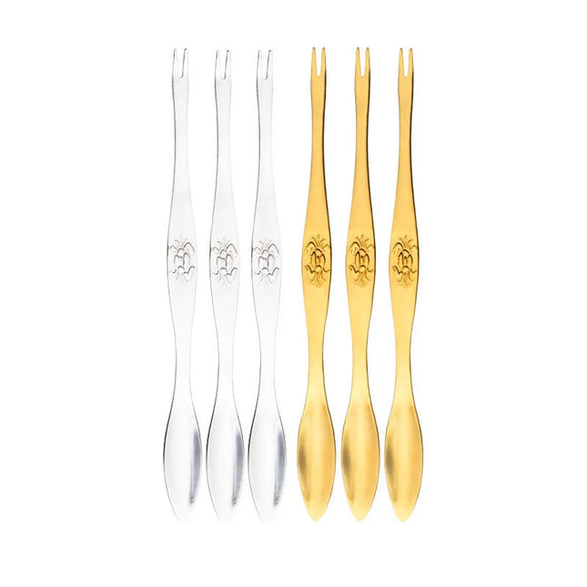 6Pcs Stainless Steel Crab Forks Set Crab Pliers Shellfish Fruit Forks Lobster Clamp Pliers Clip Kitchen Gadgets Seafood Tools