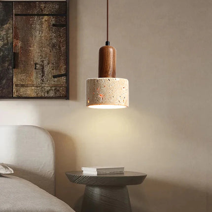 Popular Wabi Sabi Travertine Droplight Over Dining Desk Kitchen Island Yellow Marble Restaurant Decor Pendant Lamp Bedside