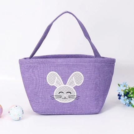 Cartoon Rabbit Storage Basket Wear-resistance Decorative Rabbit Egg Basket with Handle Large Capacity Happy Easter Handbag