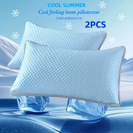 Summer Cooling Pillowcase Solid Color Ice Bean Bean Pillowcase Cool Feeling Air Conditioning Cover Washable (No Pillow) 48x74cm