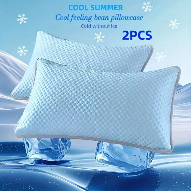 Summer Cooling Pillowcase Solid Color Ice Bean Bean Pillowcase Cool Feeling Air Conditioning Cover Washable (No Pillow) 48x74cm