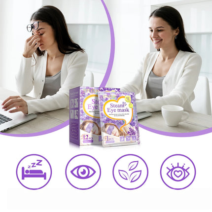 12 Pieces Disposable Steam Eye Mask Lavender Aroma Eye Masking Moisturizing Heat Therapy Pad Sleeping Relaxation Eyes Masking