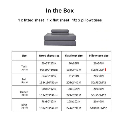 3/4pcs Bedding Set - Waterproof and Breathable Fitted Sheet Set  for Bedroom, 1pc Flat sheet/ 1pc Fitted sheet /2pcs Pillowcases
