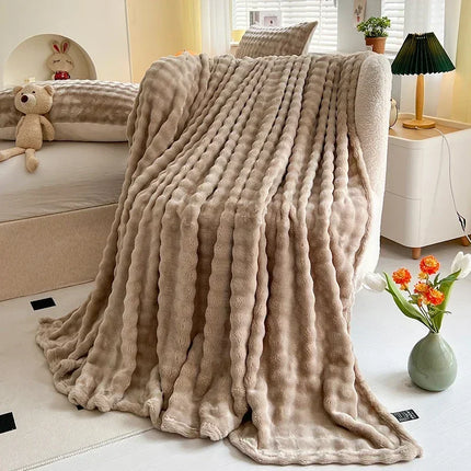 New Bubble Fleece Blanket - Solid Color Rolled Edge Cover Blanket Soft and Comfortable Bedding 150x200 180x200 200x230