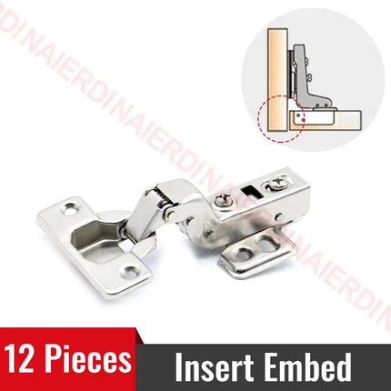 NAIERDI 8/10/12PCS Cabinet Hinges Stainless Steel Hydraulic Door Hinge Damper Buffer Soft Closing for Kitchen Cupboard Furniture