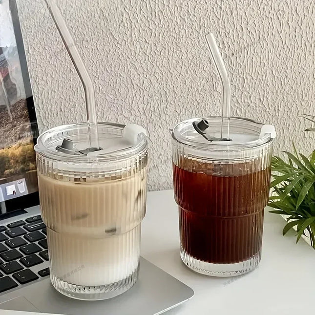 450ml Stripe Glass Cup