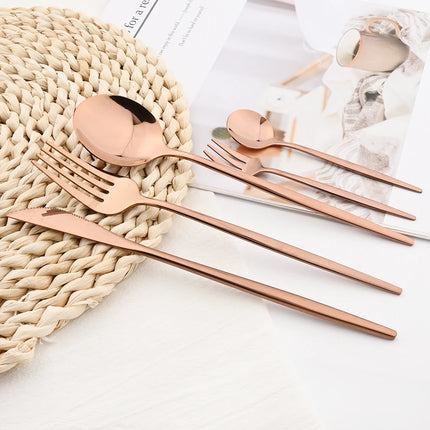 30Pcs White Gold Cutlery Set Stainless Steel Tableware Knife Cake Fork Spoon Dinnerware Set Kitchen Flatware Silverware