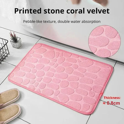 Embossed Fiber Anti-Slip Bathroom Pebble Floor Mat