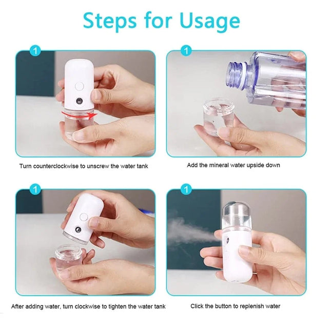 Nano Mist Sprayer Facial Portable Mist Humidifier Moisturizing Handy Water Sprayer Beauty Instrument Moisturizing Sprayer