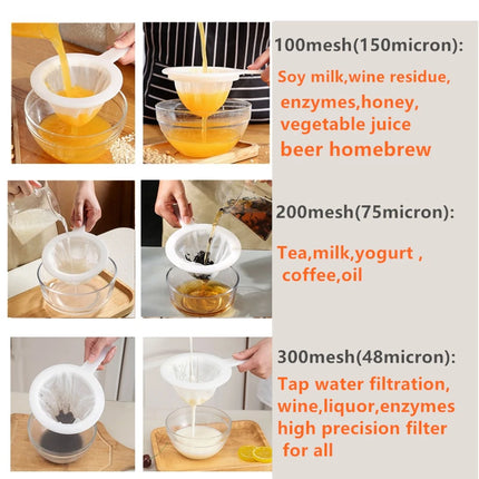 Reusable Mesh Kitchen Nylon Ultra Fine Filter Mesh Strainer Spoon Sieve Soy Milk Juice Coffee Food Filter Kitchen Colander