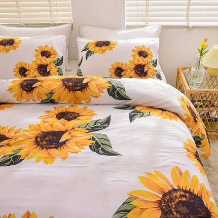 3D floral Duvet Cover Size for Women Yellow Flowers Bedding Set Sunflower Pattern Decor 1 Duvet Cover 2 Pillowcases