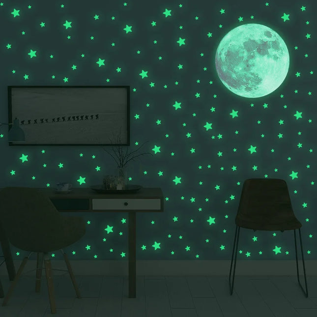 Glow in Dark Moon Stars Wall Stickers
