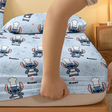 1 cartoon cute Stitch pattern digital printed frosted Fitted Sheett,bedroom printed bed cover,bedding(No pillowcase)