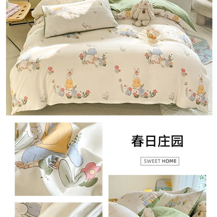 Floral Style Duvet Cover Sets Single/Queen/King Soft Washed Cotton Bed Cover Sets 240x220 Bedding Sets