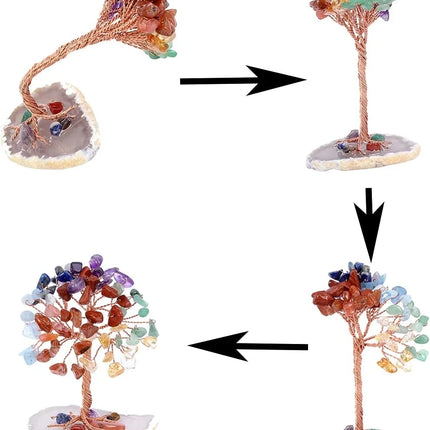 Amethyst Crystal Healing Tree on Agate Slice Base Mini Decor