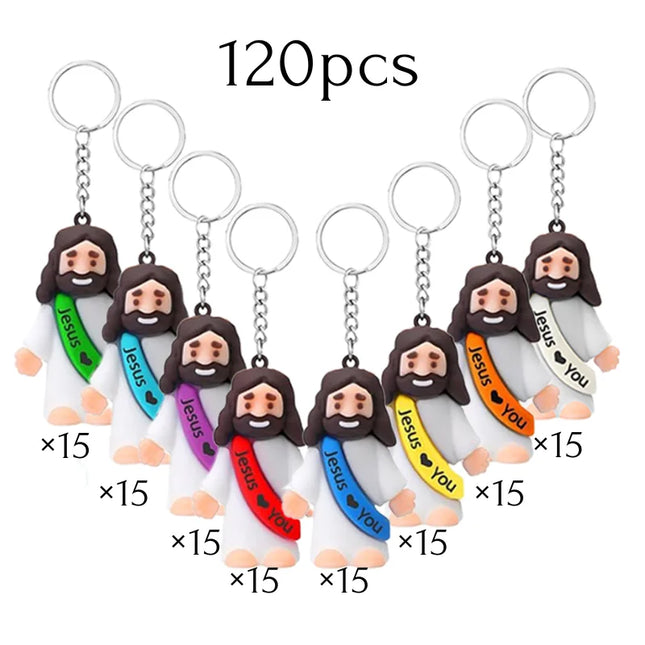 24-120 PCS Little Jesus Keychain Jesus Loves You Figures Mini Jesus Figures in Bulk For Church Baptism Gift Easter Egg Stuffers