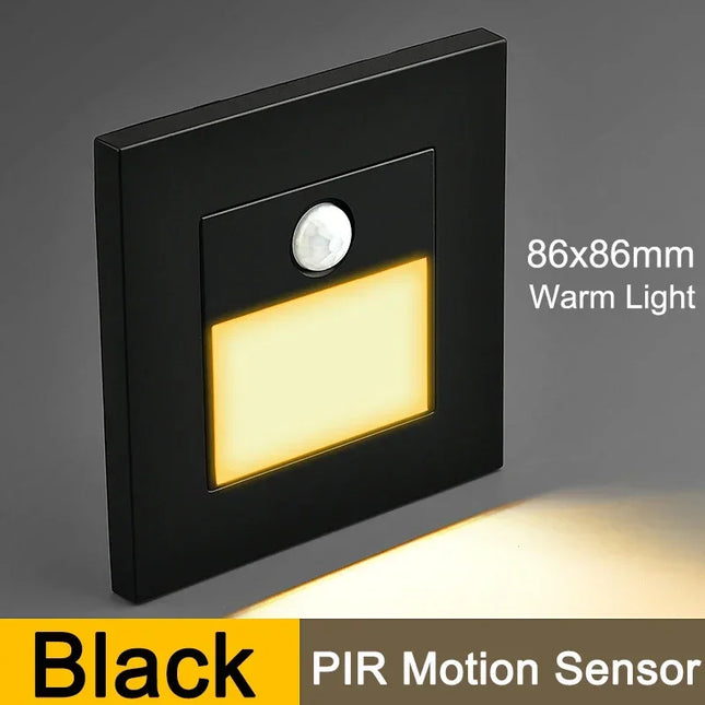 PIR Motion Sensor Led Night Light Recessed Infrared Body Induction Lamp for Steps Ladder Stairs Corridor Bedroom Kitchen Lights